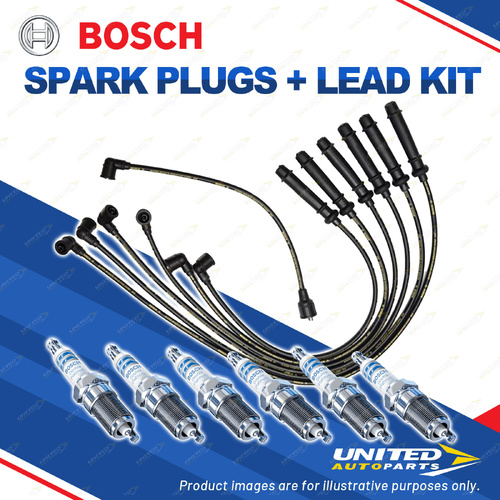 Bosch 6 Spark Plugs+Lead Kit for Nissan Cefiro A31 CA31 LA31 LNA31 NA31 2.0L I6