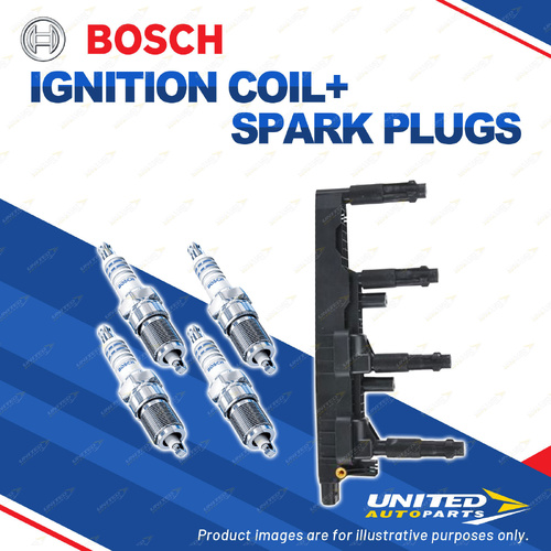 Bosch 4 Spark Plugs+Ignition Coil for Mercedes Benz A140 A160 A190 W168 I4 98-05