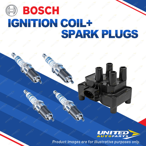 Bosch 4 Spark Plugs+Ignition Coil for Ford LR AXXGC AXXWP FXXWP 1.8L I4 00-05