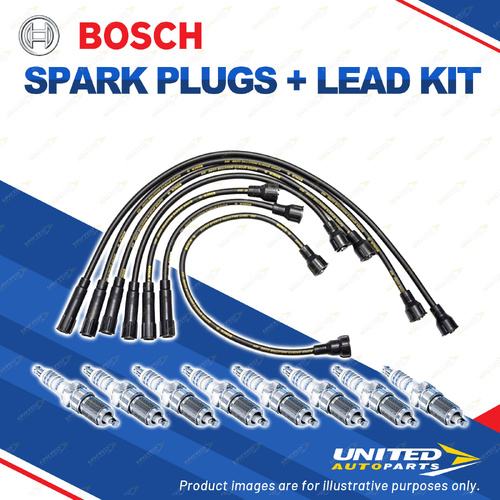 Bosch 8 Spark Plugs+Lead Kit for Holden Premier HZ 5.0L 308 V8 16V 161KW 77-80