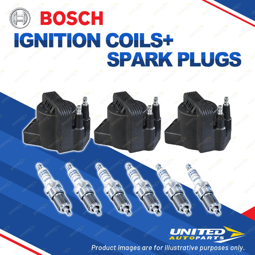 Bosch 6 Spark Plugs+3 Ignition Coils for Toyota Lexcen T4 T5 VS VN VN2 3.8 V6