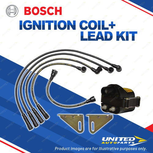 Bosch Ignition Coil+Lead Kit for Ford Laser KC KE 1.3L E3 I4 8V 49KW 95-89