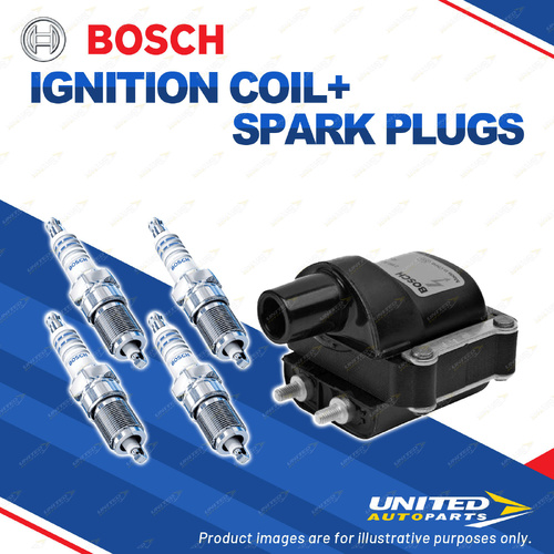 Bosch 4 Spark Plugs+Ignition Coil for Nissan Bluebird 910 N910 NJ910 WNJ910 I4
