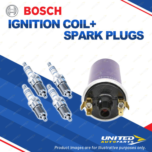 Bosch 4 Spark Plugs+Ignition Coil for Mercedes Benz 220 W115 2.2L M115 I4 68-69