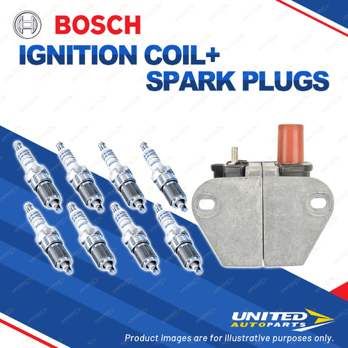 Bosch 8 Spark Plugs+Ignition Coil for Mercedes Benz 420SE SEC 560SL SEL V8