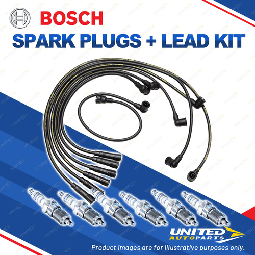 Bosch 6 Spark Plugs+Lead Kit for Nissan Patrol GQ KY60 UGY60 UNY60 WGY60 4.2L I6