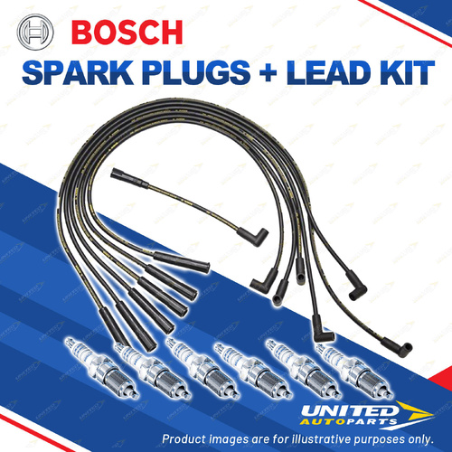 Bosch 6 Spark Plugs+Lead Kit for Ford Fairlane NL EL LTD DL 4.0L I6 157KW 96-99