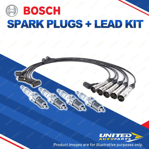 Bosch 4 Spark Plugs + Lead Kit for Volkswagen Transporter T4 70 2.5L I5 10V