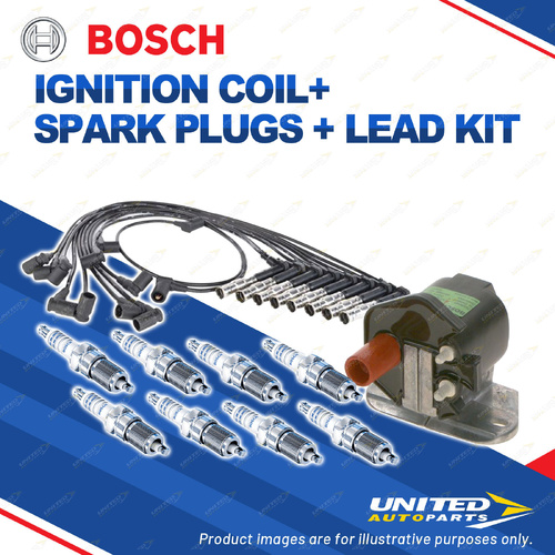 Bosch 8 Spark Plugs Coil Lead Kit for Mercedes Benz S500 S500C S500L W140 V8