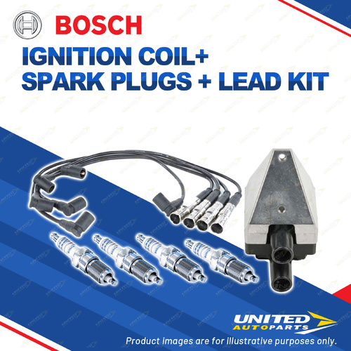 Bosch 4 Spark Plugs Coil Lead Kit for Mercedes Benz 220E W124 2.2L I4 110KW