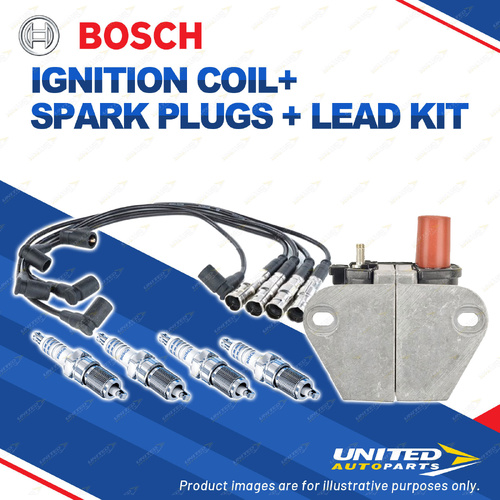 Bosch 4 Spark Plugs Coil Lead Kit for Mercedes Benz 190E W201 2.0L 2.3L I4 84-93