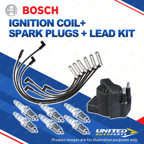 Bosch 6 Spark Plugs Coil Lead Kit for Holden Statesman WH 3.8L V6 152KW 01-03