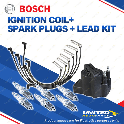 Bosch 6 Spark Plugs Coil Lead Kit for Holden Statesman WH 3.8L V6 171KW 01-03