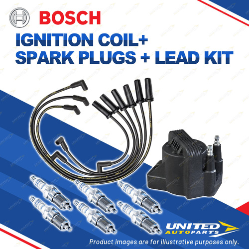 Bosch 6 Spark Plugs Coil Lead Kit for Holden Statesman WH 3.8L 152KW V6 00-01