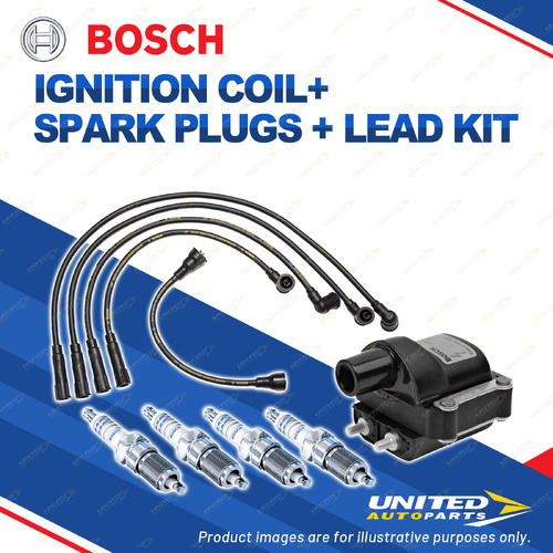 Bosch 4 Spark Plugs Coil Lead Kit for Ford Telstar AR AS UG3H UG4H UG7H 2.0L I4