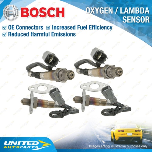 4 x Bosch Oxygen Lambda Sensors Pre & Post for Toyota Landcruiser UZJ100 100R V8