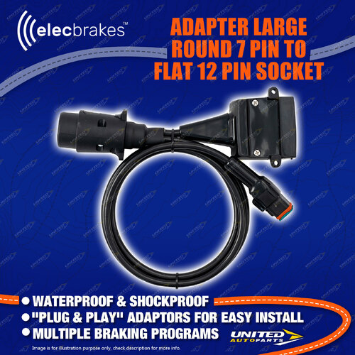 Elecbrakes Plug and Play Adapter Large Round 7 pin to Flat 12 pin socket
