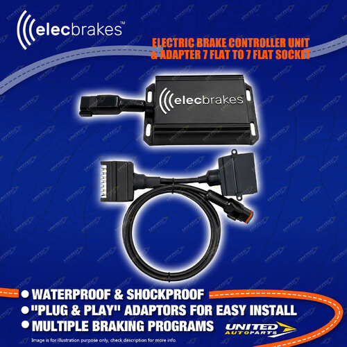 Elecbrakes Electric Brake Controller + Adaptor Bundle 7 Flat to 7 Flat Socket