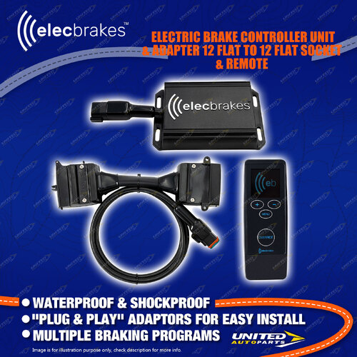 Elecbrakes Electric Brake Controller + Adaptor + Remote Bundle A12-12 Socket
