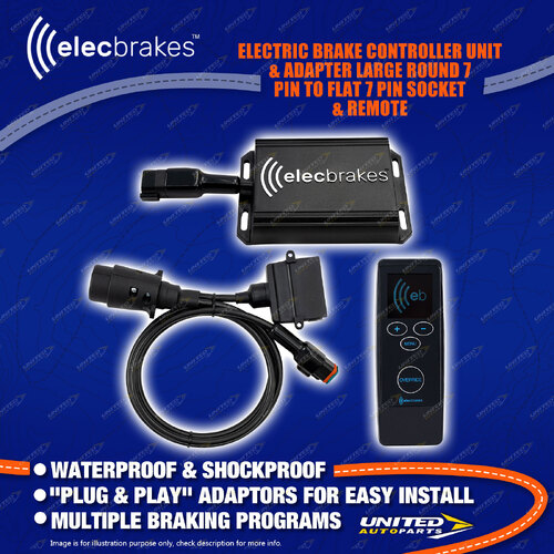 Elecbrakes Electric Brake Controller + Adaptor + Remote Bundle A7LR-7 Socket