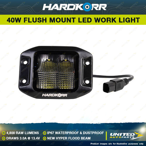 Hardkorr XDW Series 40W Square Flush Mount LED Hyperflood Work Light