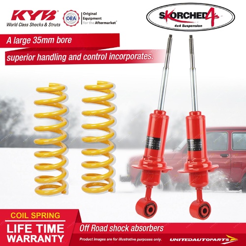 Front KYB Skorched 4'S Shocks Raised King Coil for Nissan Navara D40 2.5 4.0