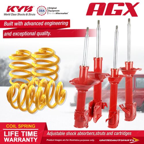 F+R KYB AGX Shock Absorbers Lowered King Springs for SUBARU Impreza GD9 GDG