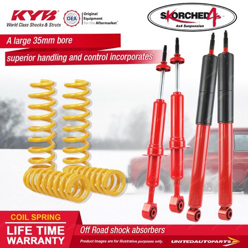 F+R KYB SKORCHED 4'S Shocks Raised King Springs for Landcruiser UZJ200 URJ202