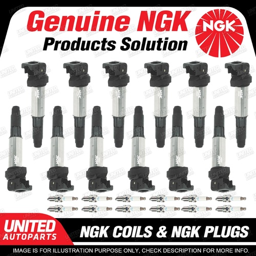 NGK 12 Spark Plugs + 12 Igniton Coils for BMW 760Li E66 6.0L V12 Premium Quality
