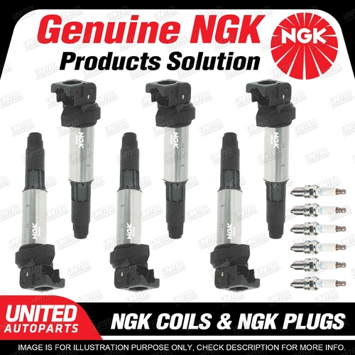 NGK 6 Spark Plugs + 6 Igniton Coils for BMW Z4 E85 M3 E46 3.2L 6Cyl