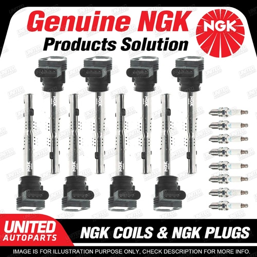 NGK 8 Spark Plugs + 8 Igniton Coils for Audi RS4 B7 4.2L V8 2006-2008