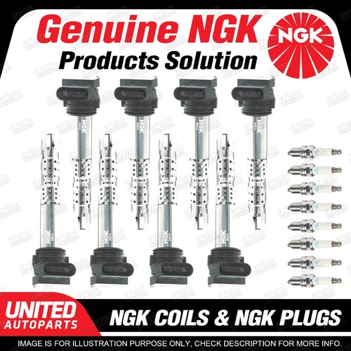 NGK 8 Spark Plugs + 8 Igniton Coils for Volkswagen Passat 3B 4.0L 8Cyl