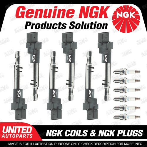 NGK 6 Spark Plugs + 6 Igniton Coils for Audi A3 8P TT 8J 3.2L V6 184Kw 2005-2010