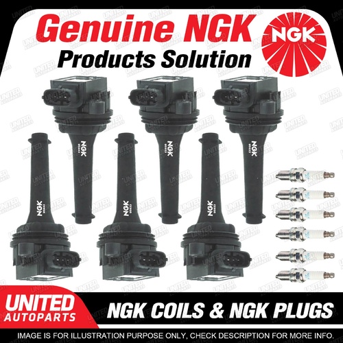 NGK 6 Spark Plugs + 6 Igniton Coils for Volvo S80 XC90 2.9L 2003-2006