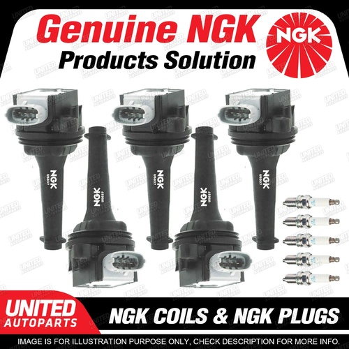 NGK 5 Spark Plugs + 5 Igniton Coils for Volvo C30 C70 S40 S60 V50 V70R 2.5L