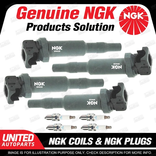 NGK 4 Spark Plugs + 4 Igniton Coils for BMW 120i E82 2.0L 4Cyl Premium Quality