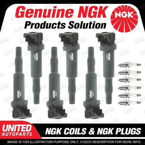 NGK 6 Spark Plugs + 6 Igniton Coils for BMW 525i E60 130i E87 6Cyl