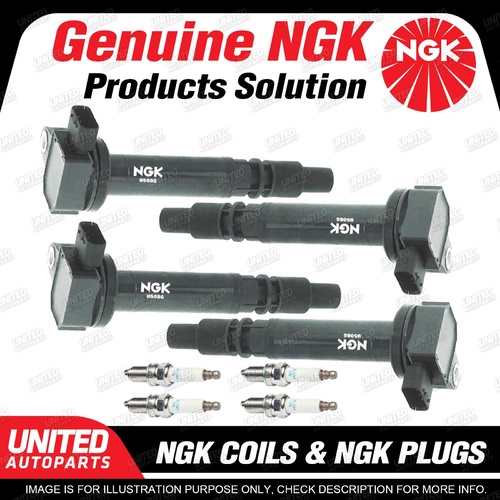 NGK 4 Spark Plugs + 4 Igniton Coils for Toyota Landcruiser RZJ120R