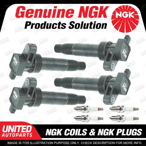 NGK 4 Spark Plugs + 4 Igniton Coils for Hyundai Sonata NF G4KE 2.4L 4Cyl 127Kw