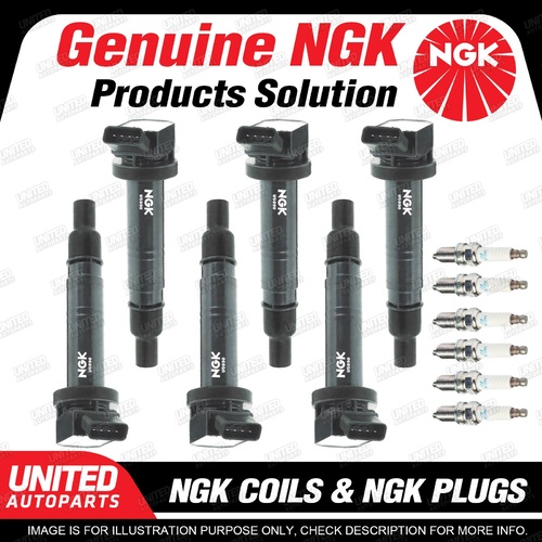 NGK 6 Spark Plugs + 6 Igniton Coils for Toyota Landcruiser GRJ120R 4.0L V6