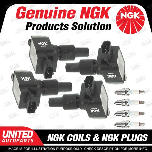 NGK 4 Spark Plugs + 4 Igniton Coils for Mazda RX-8 1.3L 2003-2011