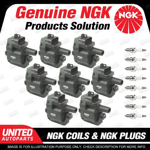 NGK 8 Spark Plugs + 8 Igniton Coils for Holden Monaro V2 GTS VTII VX Maloo VU VY