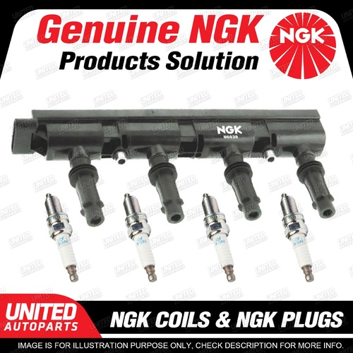 NGK 4 Spark Plugs + Igniton Coil for Holden Cruze JH 1.4L 2011-2013