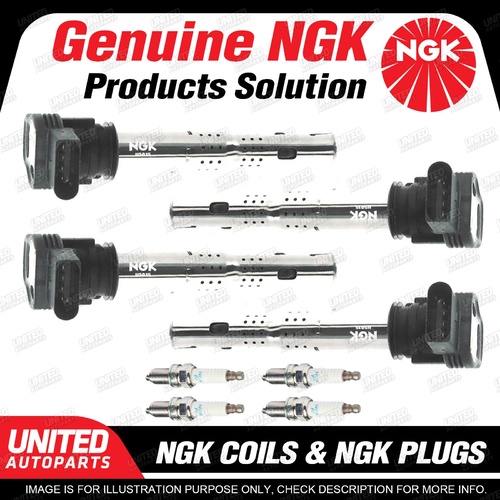 NGK 4 Spark Plugs + 4 Igniton Coils for Volkswagen Golf Mk5 Jetta 1KM 2.0L 4Cyl