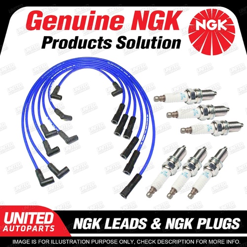 6 x NGK Spark Plugs + Ignition Leads Set for Ford Fairmont XF LTD FE 4.0L