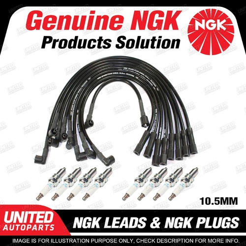 8 NGK Spark Plugs + Ignition Leads Set for Holden Statesman HJ HQ HX Utility HZ