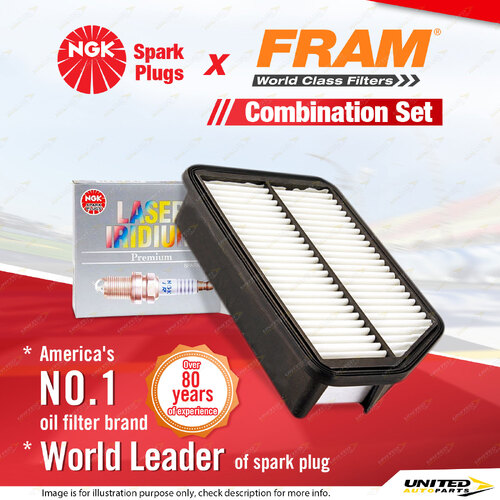 NGK Laser Iridium Spark Plugs & Fram Air Filter for Kia Cerato YD 1.8L G4NB 4Cyl