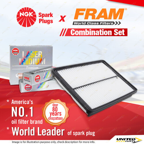 NGK Laser Iridium Spark Plugs & Fram Air Filter for Kia Sorento XM 3.5L G6DC