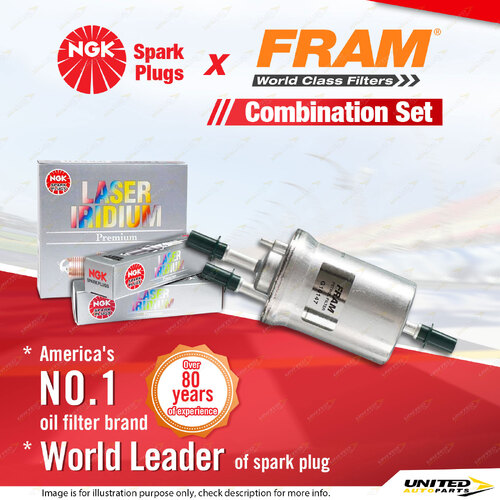 NGK Laser Iridium Spark Plugs & Fram Fuel Filter for Volkswagen Golf MkV 3.2L
