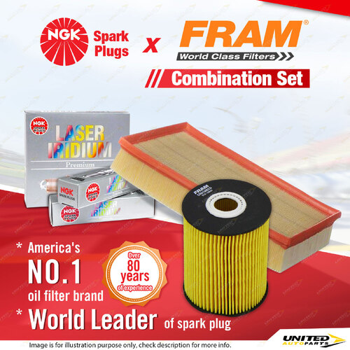 NGK Laser Iridium Spark Plugs & Fram Filter Kit for VW Transporter Multivan T5